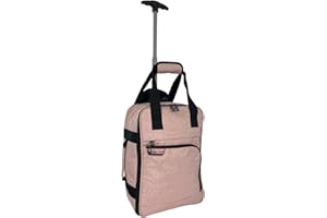 Bordlite RyanAir Approved Cabin Holdall on Wheels, Extendable Handle, Multi Pocket Twill Travel Bag - 40x25x20cm - Pink