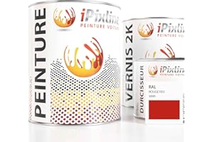 ipixline Kit Retouche Peinture Carrosserie Voiture - Pot Peinture 1000 ml, Vernis 2k 670 ml, Durcisseur 330 ml - Compatible avec Ral - Rouge Feu 3000