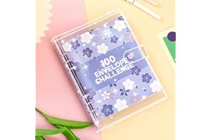 JAKIRO 100 Dossiers Défis Pour Économiser De L'argent, Enveloppes A5 Pour Recueillir De L'argent, Violet Avec Des Enveloppes Pour Économiser €5.050 Pour La Maison Et L'école