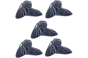ZIMOHE 5 Paare Premium Mehrweg Überziehschuhe 60g je Überzieher - Flanell Schuh Bedeckung mit Antirutsch-Sohle - Mehrweg-Schuh extra stark und Staubdichte - Waschbar (L, Grau)