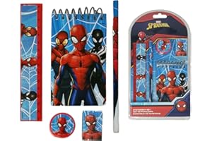 CARTOON Disney Marvel Schreibwaren-Set, 5-teilig, Notizblock, Bleistifte, Zubehör, Geschenkidee (Spiderman)