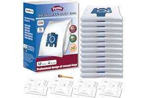 Pymin 12PCS sac à poussière 3D compatible avec le sac d'aspirateur miele GN pour Classic C1 complete C2 C3, S2 S5 S8 S400 S600 Series avec 4 filtres de protection du moteur et 4 filtres d'échappement