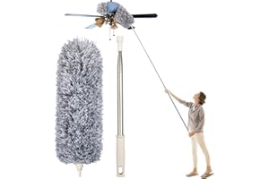 NEWLITON Plumeau Poussière, Plumeau Microfibre avec Poignée en Acier Inoxydable, Plumeau Extensible de 30 à 100 "pour Nettoyer Les Ventilateurs de Plafond, Les Stores, Les plinthes, Les Voitures.