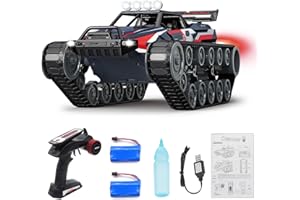 Mostop 1/12 Remote Control Crawler High Speed Tank Off-Road 4WD RC Car,2.4Ghz Remote Control Crawler Drift Tank with 2 Batteries,360°Rotating Drifting Army Armored Truck for Kids Adults