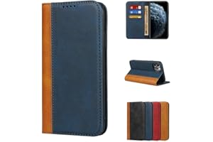 Copmob Schutzhülle für iPhone 11 Pro, Premium Magnetverschluss, Leder, Brieftasche, [3 Kartenfächer][Standfunktion ] [TPU Stoßfest] Schutzhülle für iPhone 11 Pro – Blau + Gelb