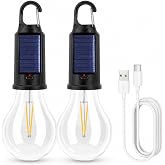 2 Adet Taşınabilir Solar USB Şarjlı LED Ampul, 10W Askılı Kablosuz Outdoor Kamp Bah&ccedil;e Lambası, 3 Işık Modlu Type-C Şarjlı Kır