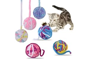 Huiguli 6Stück Katze Spielzeug Bälle mit Glocke, Kätzchen Spielzeug Flaumige Kugeln, Interaktives Spielzeug, Bunte Pompom, Lustige Katzenglocke Ball, Plüsch Bälle, Katzenspielzeug Ball für Katze Hunde