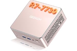 GEEKOM A5 2027 Edition Mini PC,Ryzen 7 7730U(Beats 3500U/7530U),8C/16T | 16GB RAM, 512GB NVMe SSD(up to 8T),4 Display, Wi-Fi 6, BT5.4,2.5G Ethernet,SD card reader,All-Purpose Mini Desktop Computer