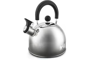 TRAIL OUTDOOR LEISURE Trail 2L Whistling Camping Kettle, Polished Stainless Steel, Durable & Lightweight, Easy Pour Spout, Folding Heat Resistant Handle, Fast Boil Travel Kettle, Outdoor Fishing Hiking, 15cm x 18cm, 0.42kg