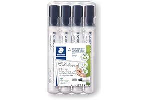 STAEDTLER Lumocolor 351 WP4-9X - Pennarello per lavagne bianche, punta rotonda circa 2 mm di larghezza, alta qualità, lavabile a secco e senza lasciare residui