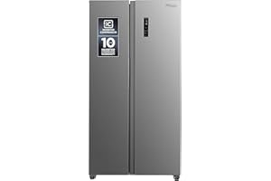 Super General 600 Liters Gross Side-By-Side Refrigerator-Freezer SGR710SBSSE, Inverter Compressor, Digital Control, Tempered Glass Shelves, 91x59x177cm (WxDxH), Inox Finish, 10-Years Inverter Warranty