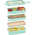Meider Upgrade Bento Lunch Box, Reusable Bento Box for Kids and Adults, Meal Prep Containers with Fork and Spoon(1000ml,Green)
