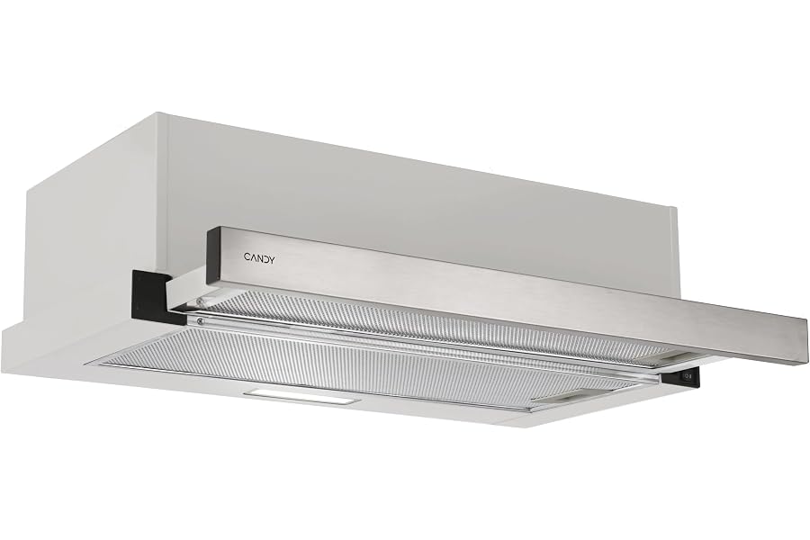 Candy CBT6130/3X, Campana Telescópica 60 CM, 2 Niveles de Potencia, 125W, 264M3/H, Filtros de Carbono, Panel Aluminio Antigra