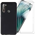 HHUAN Case + 2 Screen Protector for HTC U20 5G (6.80"), Ultra-Thin Black Soft Silicone TPU Phone Case Bumper Shock-Absorption Cover with Tempered Glass Film [Full Protection Phone] - Black