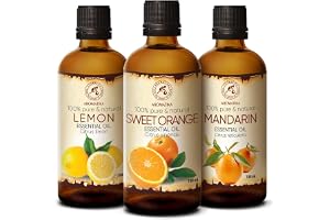 Essential Oil Set - 3x100ml - Lemon & Orange & Mandarine Oil - Citrus Essential Oils - Aromatherapy Oils for Diffusers and Ar