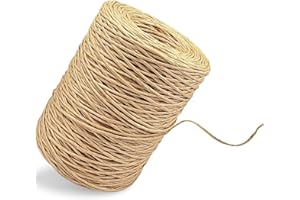 DAFENCAR Papierdraht zum Basteln, 200M Papierdraht 2mm, Papierdraht zum Basteln Natur, Papierschnur für Hochzeitssträuße Verpackungen Blumenarrangements Kunsthandwerk