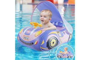 Oziral Pierścień do pływania dla dzieci z zdejmowaną markizą Regulowany fotelik do pływania dla dzieci Basen dla dzieci Pierścień do pływania dla niemowląt Kształt samochodu Pomoc do pływania 6-36