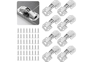 YUECHENGGUI Pack of 8 Cabinet Hinges Kitchen Cupboard Hinge, Bedroom Wardrobe Door Hinges for Bathroom Bedroom Dining Room Full Overlay Mute Hydraulic Soft Close (48Pcs Screws)