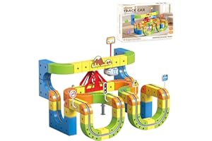 Starnearby Pista Treno Elettrico, Set di Treni Elettrici con Ferrovia Elettrica Flessibile, Pista da Costruire Antigravità STEM con treno motorizzato, Regalo per Bambini 3+ Anni (B-133PCS)