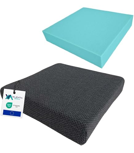 Coussin De Siège En Mousse à Mémoire De Forme 39x39x5 Cm - Housse Modal, Base Antidérapante - Pour Bureau, Voiture, Fauteuil Roulant - 4