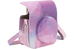 VIKYE Mini Torba Ochronna na Aparat Natychmiastowy PU futerał na Aparat z Regulowanym Paskiem na ramię do Aparatu Instax Mini 12 (Marzycielski róż)