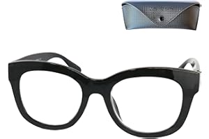 MINI BRILLE Stylowe okulary do czytania w stylu retro z grubą oprawą z dużymi soczewkami, bezpłatna obudowa, plastikowa ramka, pomoc do czytania dla kobiet