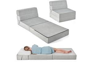 ‎GOPLUS GOPLUS Bodensofa mit Schlaffunktion, 3 in 1 Klappbares Sofabett, Bodenmatratze aus Schaumstoff mit abnehmbarem Bezug, Klappsofa Schlafsessel für Wohnzimmer & Schlafzimmer (Grau)