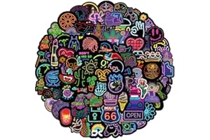 NEULEBEN Paquete de Pegatinas(100pcs), neón Graffiti Sticker, pegatinas de vinilo para portátil, maleta, guitarra, equipaje, bicicleta