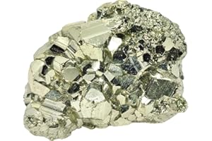 Pyrit Kristall Stufe | Katzengold | 100% natürliche Edelstein-Druse | Funkelnde Kristalle | Goldener Glanz | Edelstein-Deko | Lade und Entladestein | firstonthesun®