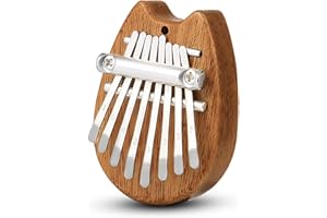 EVERJOYS Mini kalimba pianino kciukowe 8 klawiszy, przenośne pianino z litego drewna Mbira Finger dla dzieci i dorosłych, kieszonkowe prezenty muzyczne dla początkujących z łańcuszkiem