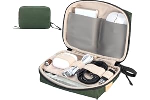 SIMTOP Borsa Organizer Per Cavi Piccola,Compatta Per Accessori Per Laptop,Organizer Per Cavi,Schede SD, ideale per Viaggi,Ufficio e Fotografia,Verde