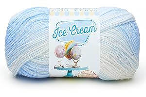 Lion Brand Yarn Company 100 Percent Acrylic Ice Cream Yarn, Blueberry, 923-203,10.89 x 10.89 x 22.32 cm