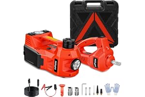Electric Car Jack 5 Ton 12V Hydraulic 3-in-1 Jack & Impact Wrench Kit with Tire Inflator, LED Lights, Portable Auto Lift Tool for SUV, MPV, Sedan & Truck – Emergency Vehicle Repair Set Kit