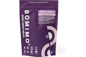 BOMIMO Menoshake for Menopause & Perimenopause | 20x20g Vanilla Vegan Protein Powder | Plant Based Powders Shakes with KSM66 Ashwagandha | HRT Friendly Women Supplements | Made in UK
