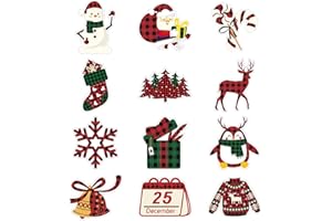 NQEUEPN 12uds Imanes Navideños, 12 Diseños Imanes Navideños para la Nevera Lindos Caja de Regalo de Muñeco de Nieve de Papá Noel Imanes Navideños Refrigerator Magnets para Decoración Fiesta Navideña