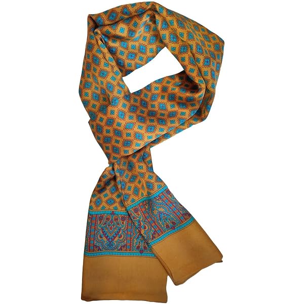 Sciarpa Uomo In Seta 100% Paisley – Doppio Strato Lunga, Colori Grigio Rosso Marrone Nero