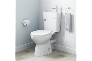 Baystone® 2 in 1 Toilet Basin Combo - Combined Bathroom Toilet & Wash Sink, Space Saving Cloakroom WC Close Coupled