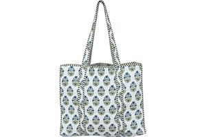 SCORPIONBLISS Indian Cotton Quilted Tote Bag Women shoulder Bag Carry, shopping Beach Bag Summer Holiday Essentials Shopping Travel Bag with Pockets Handbags for Women