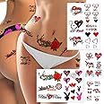 Naughty Temporary Tattoos for Women - 40+ Sexy Stickers for Adult Fun for Lower Back Legs Arms Butt Stomach