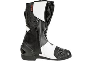 BOHMBERG Stivali da Moto, Stivali Sportivi in Pelle-Pelle Resistente Idrorepellente con Protezioni Fisse-urbano, motociclista