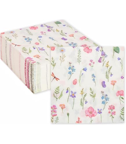 Daisy - Tovaglioli di carta velina a 3 veli, motivo floreale, per decoupage e pranzo, 33 x 33 cm, confezione da 20 (mazzo di lillà bianchi