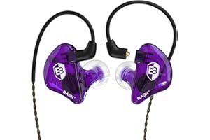 BASN Bsinger Écouteurs intra-auriculaires isolants du bruit, double pilote dynamique haute définition Écouteurs filaires avec câble MMCX amovible pour musiciens, batteurs, chanteurs (violet)