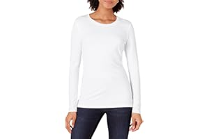Amazon Essentials Camiseta de Cuello Caja, Manga Larga y Ajuste Clásico (Disponible en Tallas Grandes) Mujer