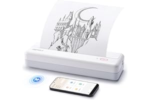 iDPRT MT890 Portable Thermal Printer, Bluetooth Mobile Printer for Home Use, Compatible with Phone & Laptop, Mobile Printers Includes 1 Rolls of Thermal Disposables, White-Grey