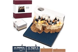 RuiDay Calendrier 2026, Calendrier de Bureau 3D, avec lumière LED, Calendriers créatif en forme de château magique, Bloc-notes en papier, Décoration d'intérieur Cadeau (Château)