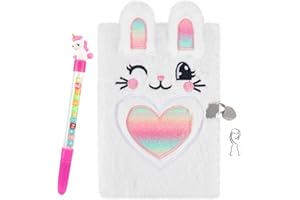 PLLYPE A5 Plüsch Notizbuch mit Schloss, Plüsch tagebuch mit schloss, Notizbuch Plüsch Mädchen, Tagebuch Mädchen, Geschenke für Mädchen Jungen 6+ Jahre, zum Schreiben Malen