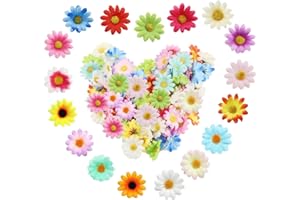 DAGORD 100 Stücke Künstliche Bunte Blumen Gänseblümchen Köpfe Künstliche Blumenköpfe Gemischt Kleine Seidenblumen zum Basteln Streudeko Blütenköpfe Deko für Hochzeit Feste Party DIY Scrapbook Girlande