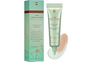 NLFOX CC Red Correct with Centella Asiatica - Colour Correcting Foundation with Spf 25 - Anti-Redness Face,Lightweight CC Cream Tinted Moisturiser - Refine Skin Texture,Softer&Hydrated Skin Green Concealer