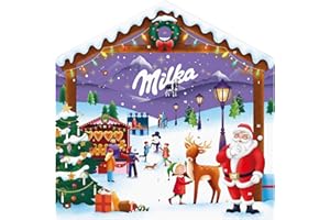 MILKA - 1 Calendrier de l'Avent Magic Mix Milka - Assortiment d'œufs, tablettes et Père Noël en Chocolat au Lait du Pays Alpin - 1 Calendrier de 147g