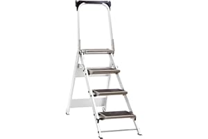 LITTLE GIANT Jumbo Super Proff 41LG410B - Escalera plegable (aluminio, 4 peldaños, con asidero de seguridad)